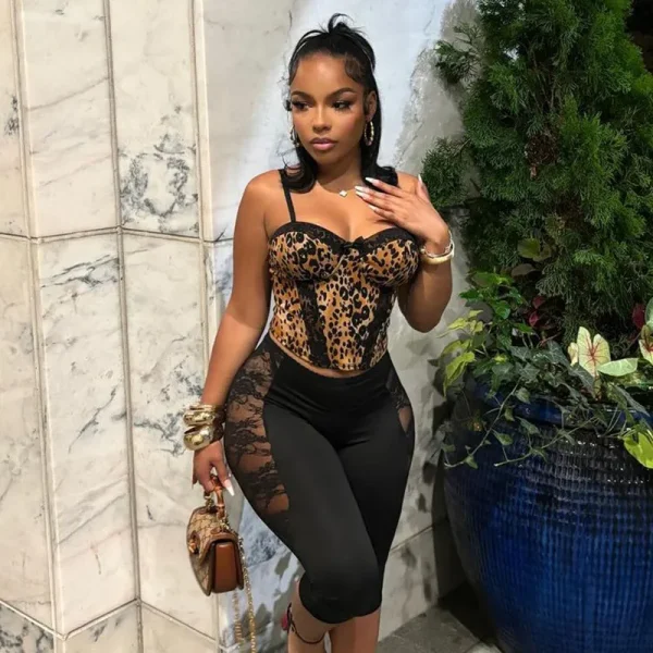 Women Summer Low Waist Mesh Lace See-Through Solid Color Cropped Casual Pants