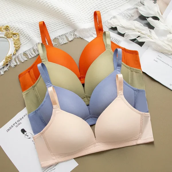 Women Fashionable Solid Color Glaze Bra Without Steel Ring
