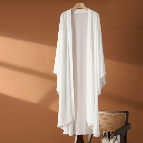 Women Fashion Casual Solid Color Chiffon Thin Long-Sleeve Sunscreen Coat