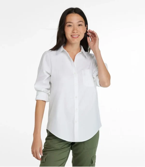 Women's Wrinkle-Free Pinpoint Oxford Shirt, Long-Sleeve Relaxed Fit - Image 2