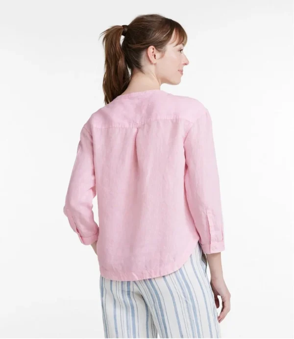 Women's Premium Washable Linen Shirt, Splitneck - Image 3