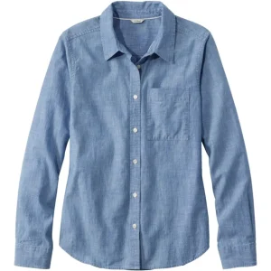 Women's Essential Cotton Shirt, Chambray Long Sleeve