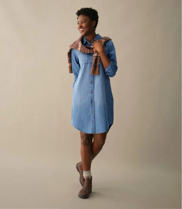 Women's L.L. Bean Heritage Washed Denim Shirt Dress - Image 7