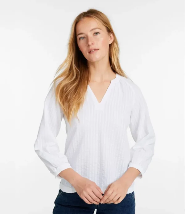 Women's Bean's Seacoast Seersucker Splitneck Shirt - Image 7