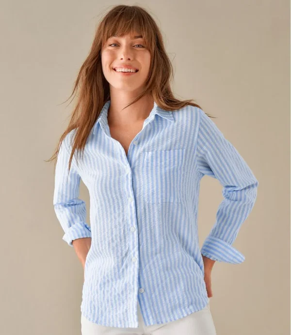 Women's Bean's Seacoast Seersucker Big Shirt - Image 6